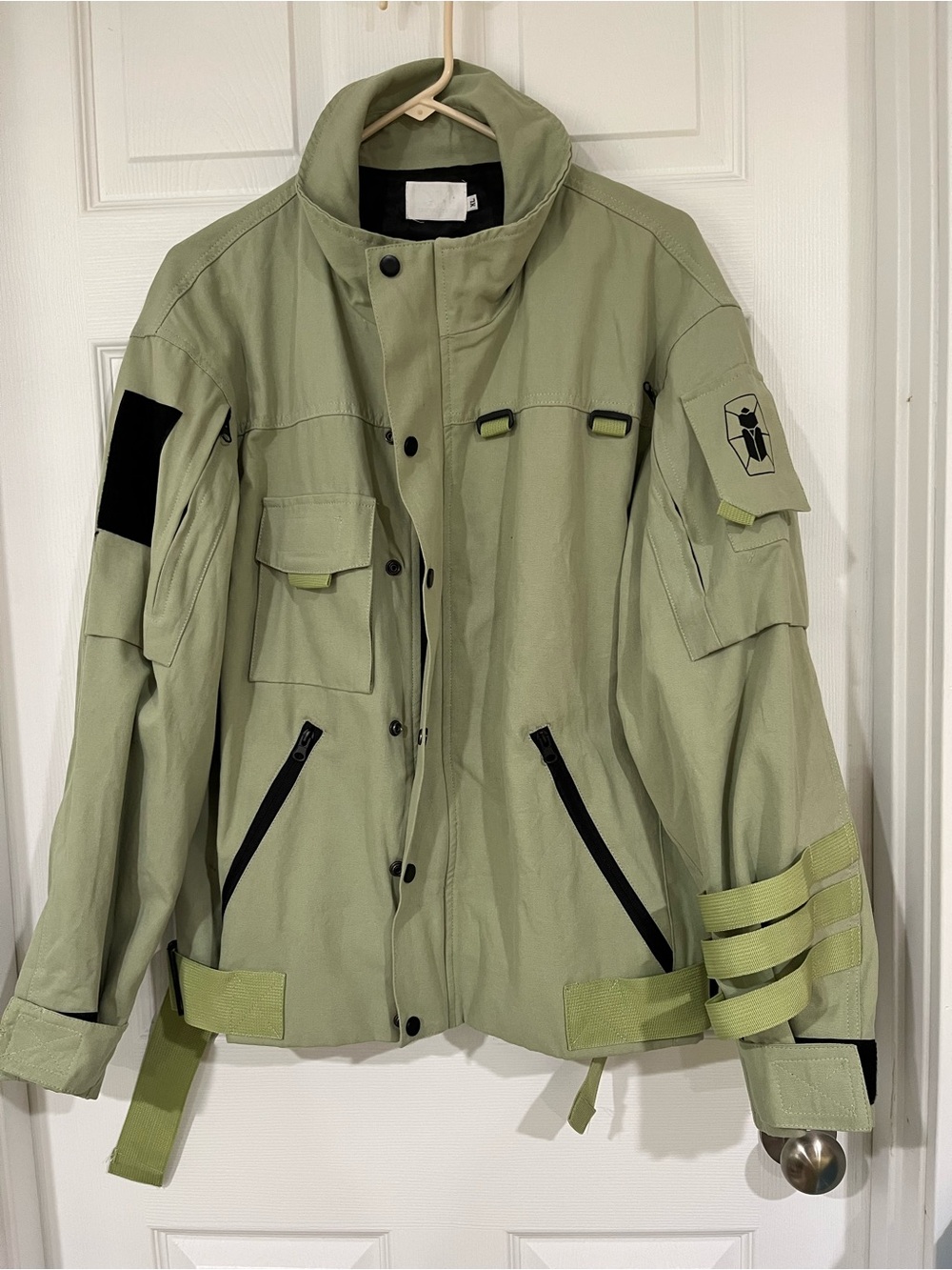 Light Olive Military-Style Utility Jacket XL